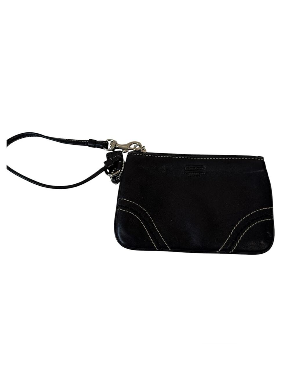 Coach Black Leather Wristlet Wallet Mini Classic